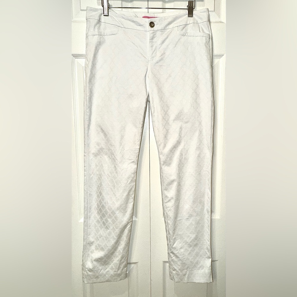 Lilly Pulitzer Kelly Jacquard Ankle Pants White Size 8 EUC